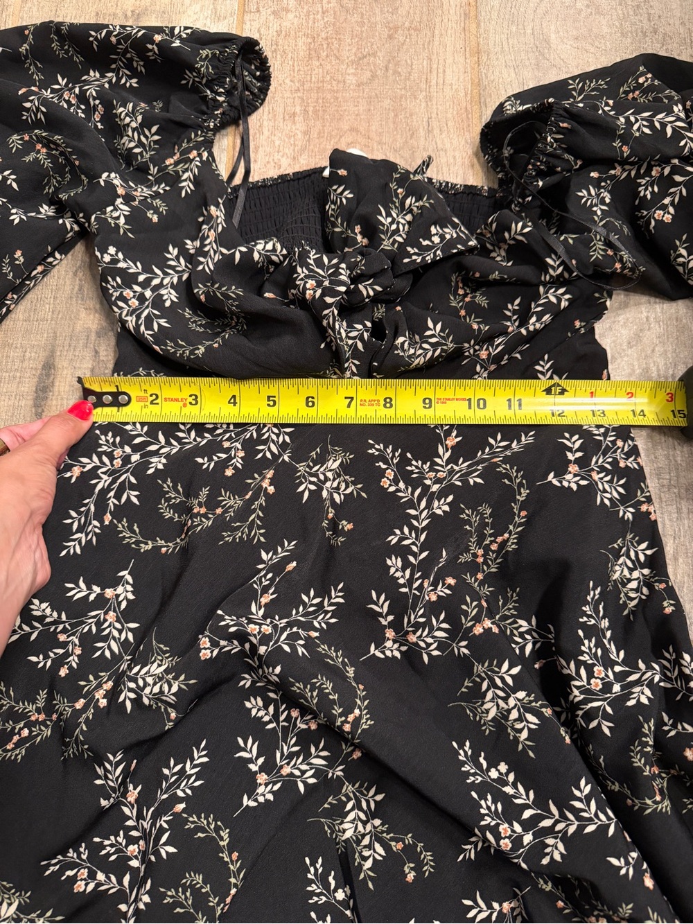 Mustard Seed Black Floral Tie-Front Mini Dress - Picture 8 of 10